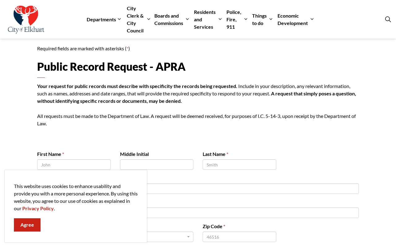 Elkhart residents directory city public records request