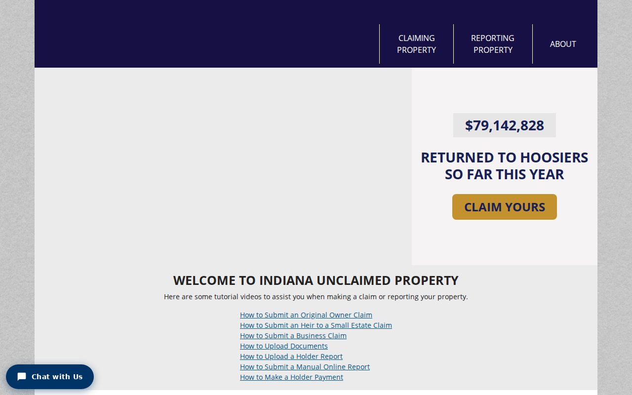 Elkhart resident lookup on Indiana Unclaimed Property search