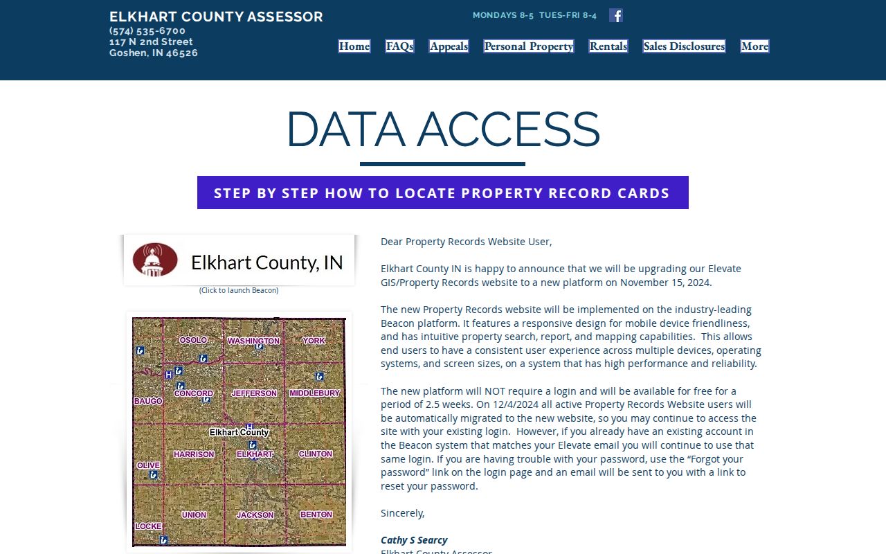 Elkhart County assessor GIS search instructions for address and parcel research